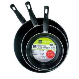 Black Nonstick Frypan Cookware Set - 3-Piece
